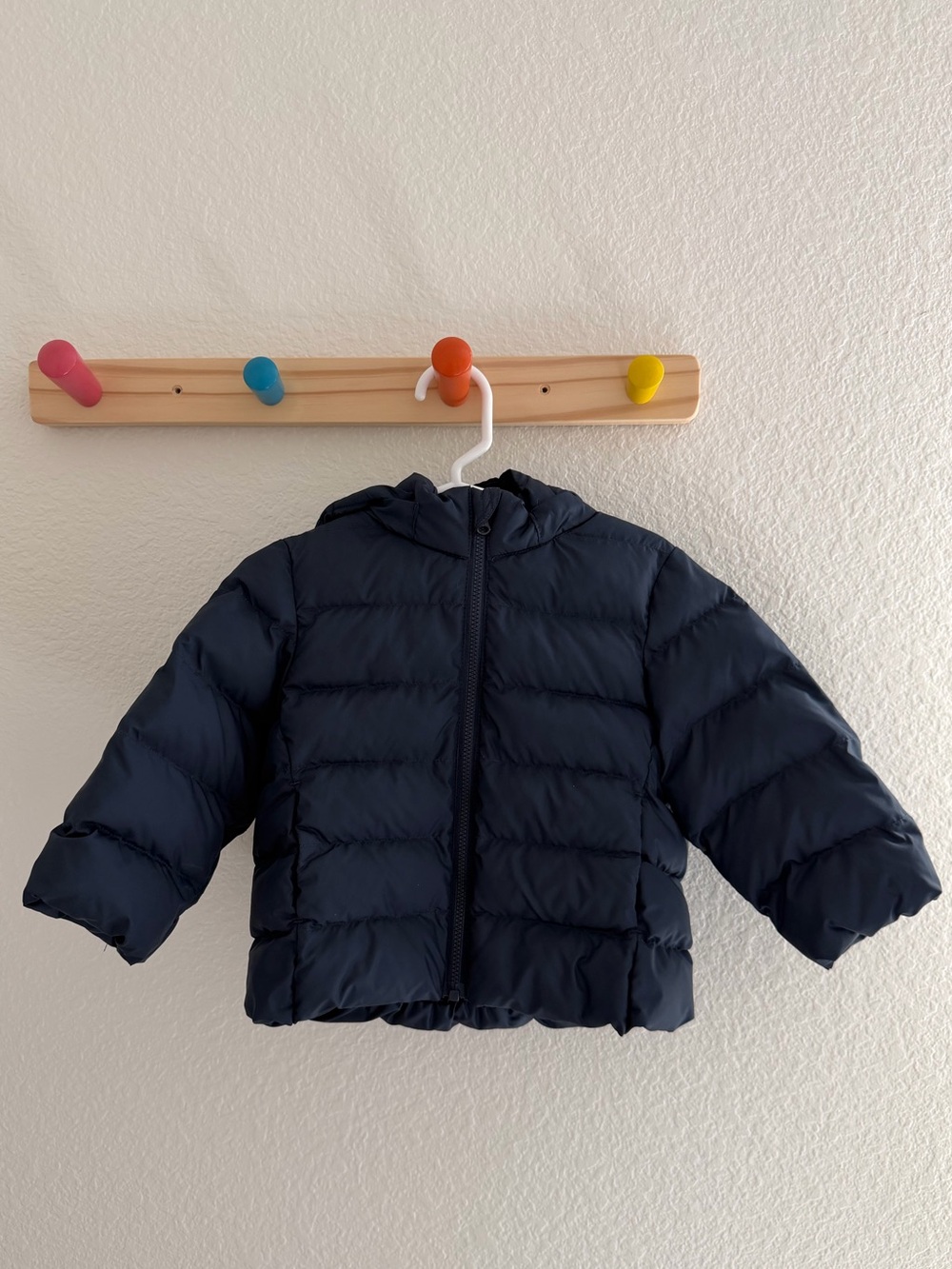 Toddler Navy Puffer Jacket with removable Hood